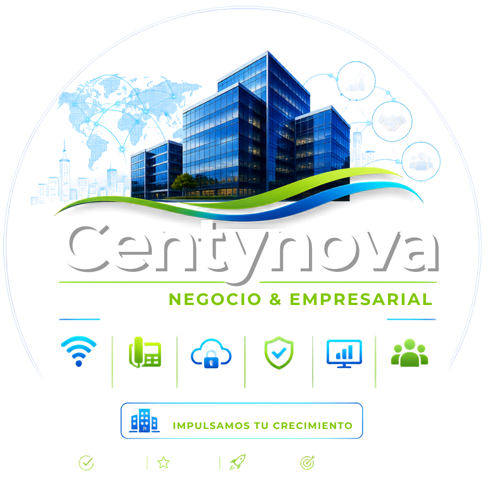 Composición de servicios empresariales Centynova con conectividad, nube, seguridad y soporte